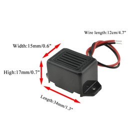 HAHIYO Electronic Buzzer Alarm 12V 400Hz Beep Continuous Sounder Active High Plenty Loud Tone Piezo Siren Security Audible Easy to Install with Wire for Horn Siren Alarm 2PCS
