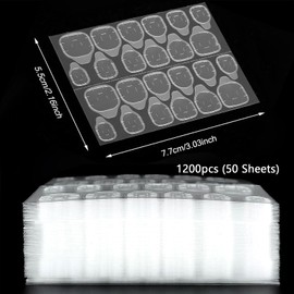 BFY 1200pcs (50 Sheets) Nail Adhesive Tabs Nail Jelly Stickers Decals Waterproof Glue Tabs Double-Sided Press on Nail Sticker Super Sticky Fake Nail Glue Decals Transparent Flexible for Manicure
