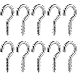 LSUWDE Screw Hooks, Pack of 10, Screw-in Hooks, Stainless Steel Hooks, Ceiling Hooks, Curtain Screws, Heavy-Duty Screw Hooks, for Hanging, 50mm
