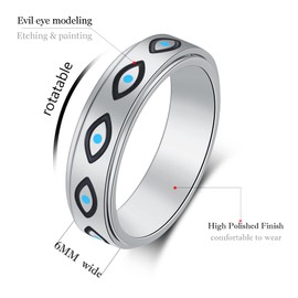 LuckyAmor Anxiety Ring for Women Fidget Rings,6mm Cute Cat Ring Stainless Steel Spinner Rings for Anxiety for Women Stress Relief Gift for Teen Boys Girls Size 6-10…, Non-Precious Metal, No Gemstone,