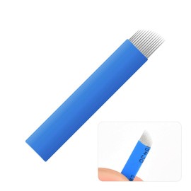 HOTWE Microblading Needles,50pcs Blue Microblades with 0.18mm Diameter for Semi Permanent Makeup, Manual Needle for Eyebrow Eyeliner Lips Microblading Kits (S14)