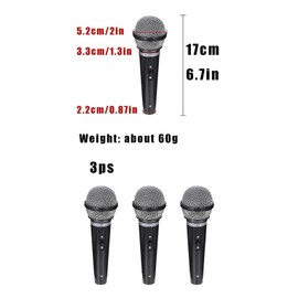 tintoke Pack of 3 Microphone Props, Fake Microphone Prop, Fake Microphone Prop, Realistic Fake Microphone Prop, Prop Plastic Microphone, Realistic Prop for Karaoke Stage, Performance, etc. (Black)
