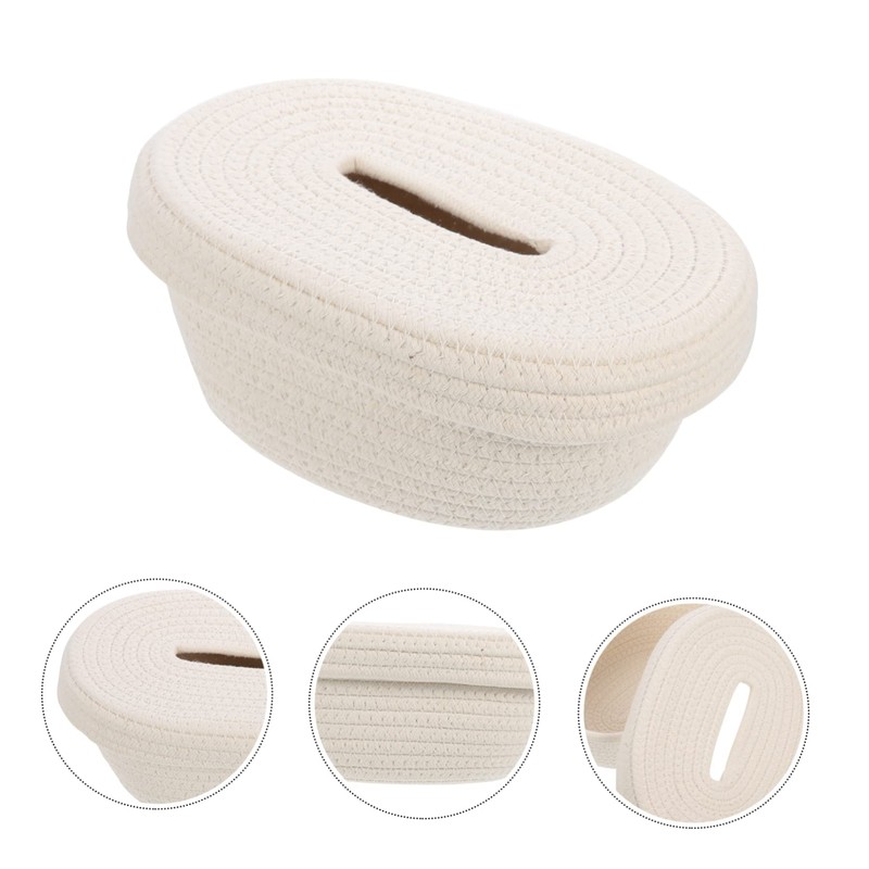 Gatuida Cotton Rope Woven Tissue Box Reusable Tissue Holder for