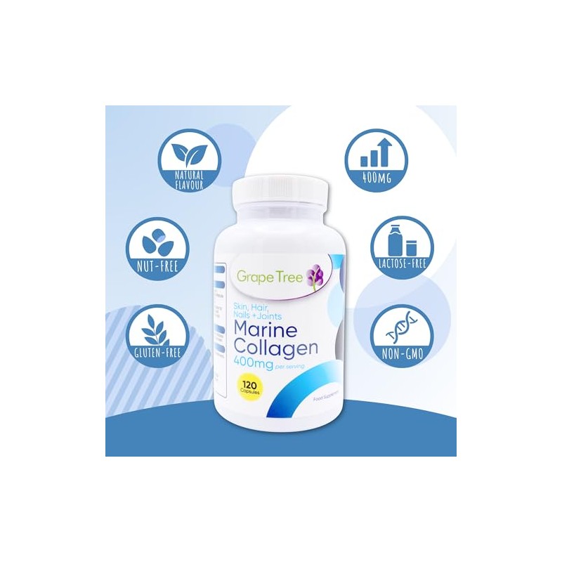Grape Tree Marine Collagen 500mg Capsules – 120 Capsules Hydrolysed