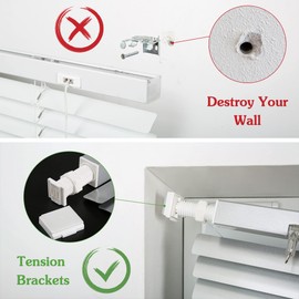 LazBlinds No Tools-No Drill 1" Aluminum Mini Blinds, Cordless Blinds for Windows, Light Filtering Horizontal Blinds and Shades for Window Size 35'' W x 64'' H, Black