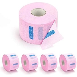 TOKOYA Barber Neck Strips - 5 Rolls 500 Strips, Disposable & Flexible Paper Neck Strips Barber Supplies for Salon Hair Cutting & Stylist, Water Resistant and Self-Adheres to Neck (Pink)