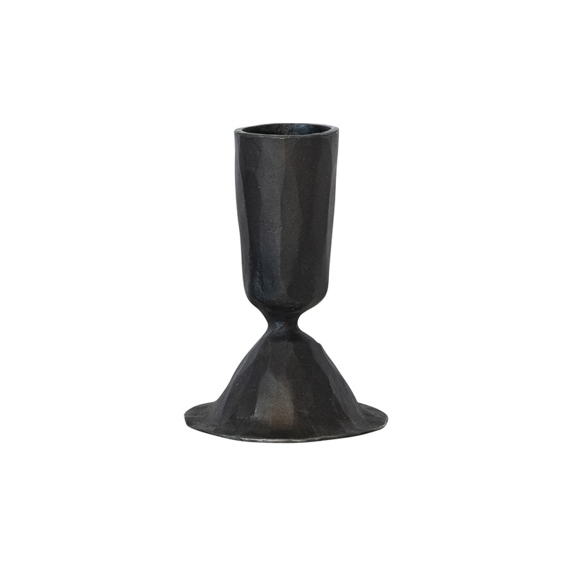 Creative Co-Op Tall Hand-Forged Cast Metal Taper Holder, Black