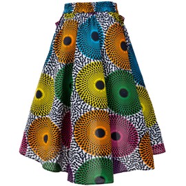 Shenbolen Women African Traditional Costume Flower Print Casual Dashiki Skirt(A,XX-Large)
