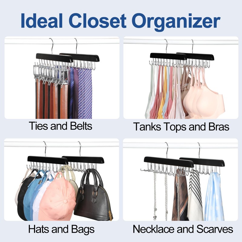 TOPIA HANGER 40 Hooks Belt Tie Hanger Space Saving for