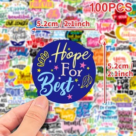 100 Pieces Inspirational Quotes Stickers, Motivational Stickers, Waterproof Vinyl Stickers, Stickers for Scrapbooking, Diary, PC, Laptop, Phone, Water Bottle, Suitcase, Guitar, Skateboard