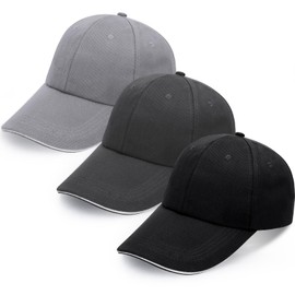 Halinuia Pack of 3 Baseball Cap Men Women Sun Protection Baseball Cap Adjustable Baseball Cap for Running, Golf and Travel, Black, Light Grey, Dark Grey, multicoloured, Unit size