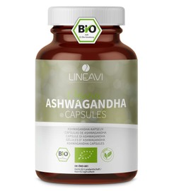 LINEAVI Ashwagandha 150 Capsules Organic, Finely Ground Ashwagandha Powder in Organic Quality, from the Indian Ayurveda Teaching, Natural and Vegan