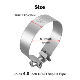EVIL ENERGY 4.0 Inch Exhaust Clamp,Narrow Band Muffler Clamp Stainless Steel for Pipes,Mufflers,Catalytic Converters 2PCS