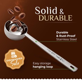 Orblue Premium Coffee Scoop Set - 1 Tbsp (15ml) & 2 Tbsp (30ml) Measuring Tablespoon - Stainless Steel Coffee Measuring Spoon and Scooper with Long Handles - Pack of 2