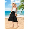 FREEOAK Petite Women's High Waisted A-Line Midi Skirt Summer Beach