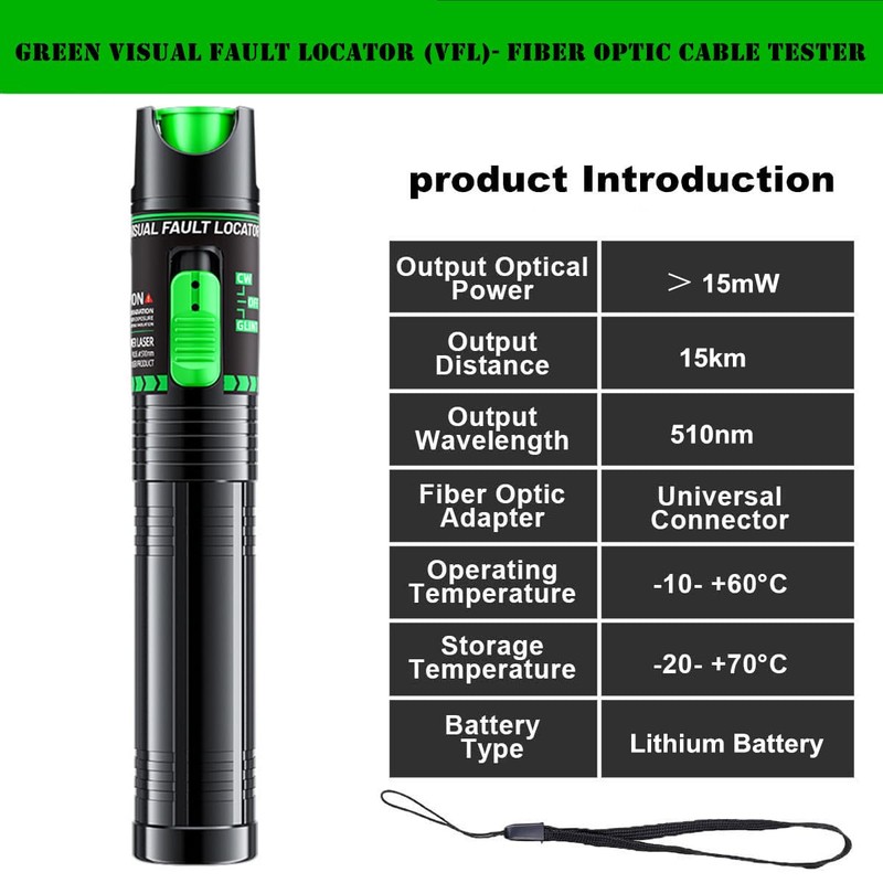 Green Light Visual Fault Locator | 510nm 15-20KM VFL for
