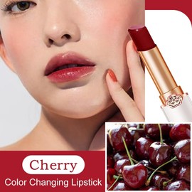 Kaely- 2 piezas de lápiz labial que cambia de color rojo cereza negro, bálsamo labial teñido, lápiz labial PH, tinte labial coreano Colo