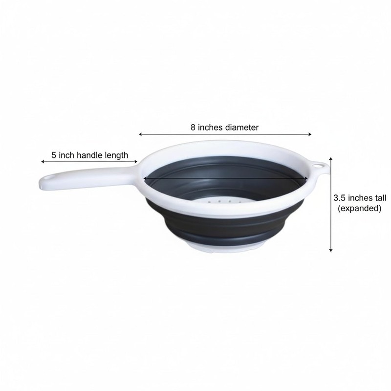 Handy Housewares 8" Round Space Saving Collapsible Silicone Kitchen Colander
