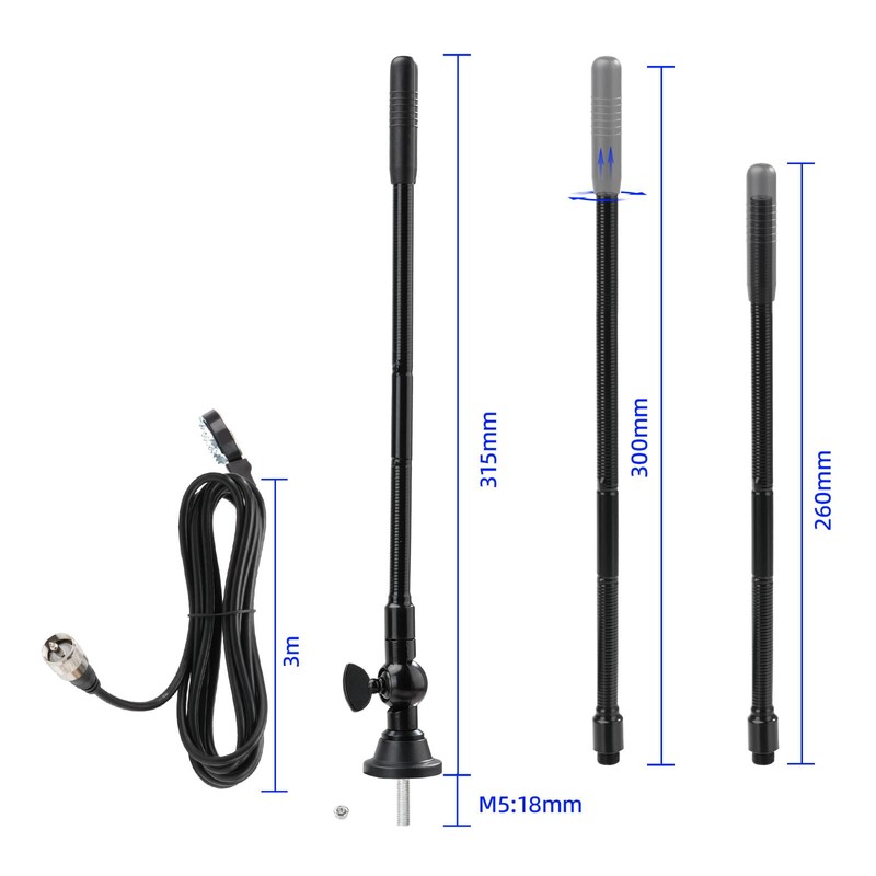 Eightwood 27MHz CB Radio Antenna with Adjustable Rotating Base