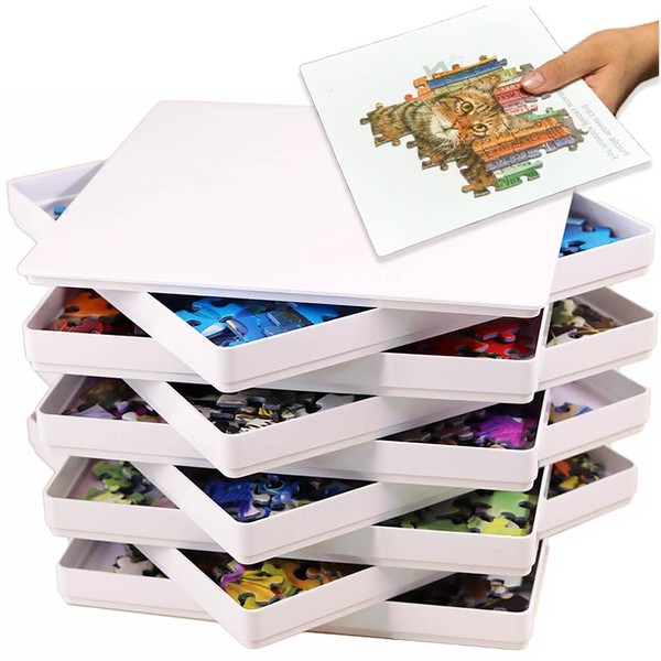 PUZZLE EZ 8 Puzzle Sorting Trays with Lid 8" x