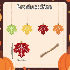 24pcs Maple Leaf Fall Tree Ornaments, Wooden Fall Leaves Hanging Pendant Thanksgiving Hanging Decor for Small Trees Harvest Autumn Festival Party Home Decorations
