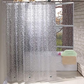 EurCross Heavy Duty Extra Wide Shower Curtain Liner 108 x 72 inch with 3D Pebble Design, Thick 11G EVA Heavyweight Clear Shower Liner Curtains for Bathroom with 3 Strong Magnet