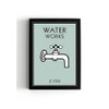 Iconic Monopoly Waterworks A5 Framed Print - Sage Green version