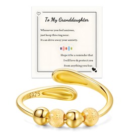 HEEYA Gold Fidget Ring Fidget Rings for Anxiety Girls, Gold Anxiety Rings for Granddaughter Kids, Adjustable Anti Aniexty Stress Relief Thumb Spinner Ring, Granddaughter Gifts Christmas