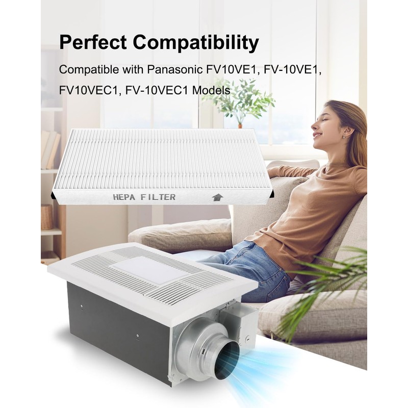 2 PCS FV10VE1 Dust Air Filter Compatible with Panasonic FV-10VE1