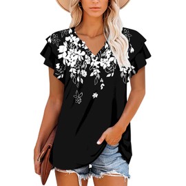 BETTE BOUTIK summer tops for women 2024 henley button down womens summer tops 2024 WhiteOutline Large