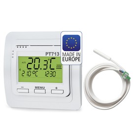 ELEKTROBOCK PT713-EI Digital Wall Thermostat - Programmable - LCD Display Illuminated - External Sensor Included - Electric Heaters