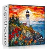 Stained Glass Lighthouse Puzzles for Adults 1000 Piece, Mosaic Beach