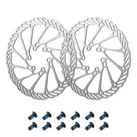 Newgoal Bicycle Brake Disc 180 mm Pack of 2 Stainless Steel Bicycle Brake Disc with 12 Screws, Disc Brake Disc Bicycle Accessories