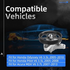 Bomba de dirección asistida Loautong con polea, 2005-2010 para Honda Odyssey V6 3.5L, 2005-2008 para Honda Pilot V6 3.5L, 2007-2013 para Acura MDX V6 3.7L, 215442, 965442, 56110RGLA01, 56110RGLA03
