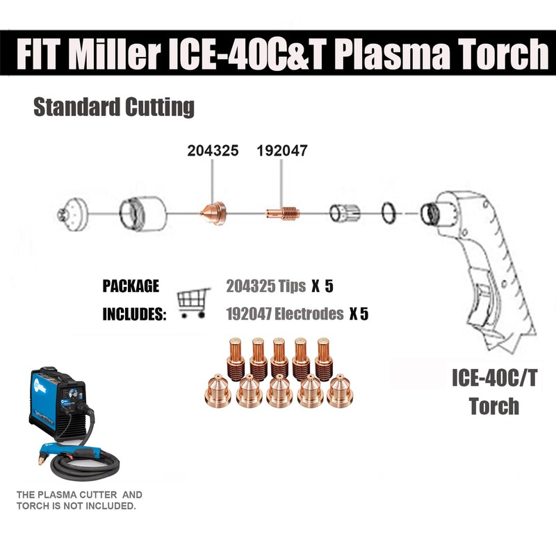 204325 Tips 192047 Electrodes Fit Hobart AirForce 625 Miller Spectrum
