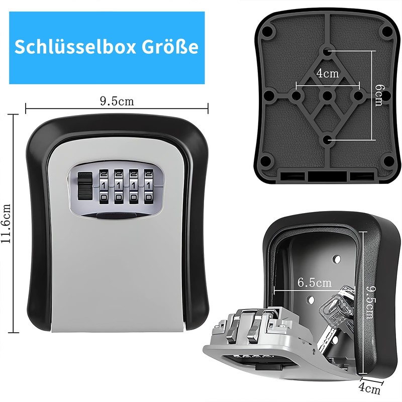 Key Safe with Number Code, Key Cabinet with 4 Digit