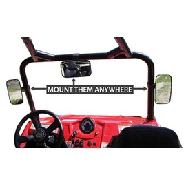 Seizmik Universal UTV Side/Rear View Mirror for 1.875 Inch and 2 Inch Round Tube UTV Models | Offroad UTV SXS Wide Angle Mirror | Side by Side Accessories
