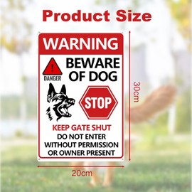 Beware of Dog Sign 2 Pack, Dog Warning Tin Signs Rust Free Fade Resistant UV Protected Reflective | Dog Sign Safety Sign for Outdoor Gate Wall Fence 30 * 20cm