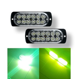 Super Bright Ultra-Blinding LED Strobe Light, Strobe Flash, Daylight with 12 LEDs, Flashing, Emergency, Warning Light, Universal for Vehicles, 12V 24V, Car, Bike, Truck (Lime Yellow)