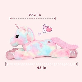Tezituor 43in Giant Unicorn Plush Toys,Big Rainbow Pink Unicorn Stuffed Animals,Lovely Unicorn Birthday Decorations for Children,Great Unicorns Gifts for Girls