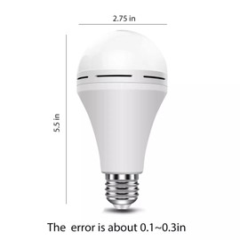 ikaufen 4X Rechargeable Emergency LED Lighting Bulbs Battery Operated 12W E27 (Daylight)