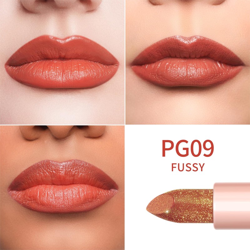 OULAC Moisturising Shine Lipstick Reddish Brown, Shimmering with Shiny Surface,