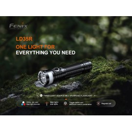 Fenix LD35R 1800 Lumens USB-C Rechargeable Flashlight, with White, Red, and Blue Multi-Color Outputs 360 Degree Illumination and Lumentac Organizer