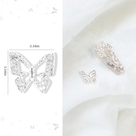ANGNYA 30Pcs Alloy Butterfly Nail Charms 3D Metal Butterfly Nail Gems Nail Rhinestones Shiny Crystal Nail Art Charms Nail Charms for Acrylic with tweezer for Nail Decoration Supplies