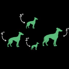 Whippet Dog Silhouette Glow in The Dark Sticker Decal for Phone Tablet Laptop Car Truck Window | 3" Sticker | Green