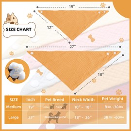 ICEMOOD Dog Solid Color Scarf - Puppy Cotton Bandana with Adjustable Button Fastening, Mid Yellow, Medium, 5lbs - 30lbs