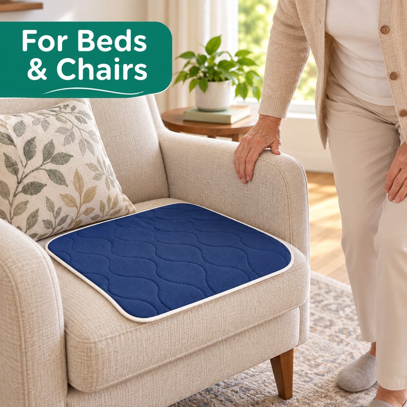 Washable Waterproof Incontinence Bed Pad with Absorbent Layers and Non-Slip