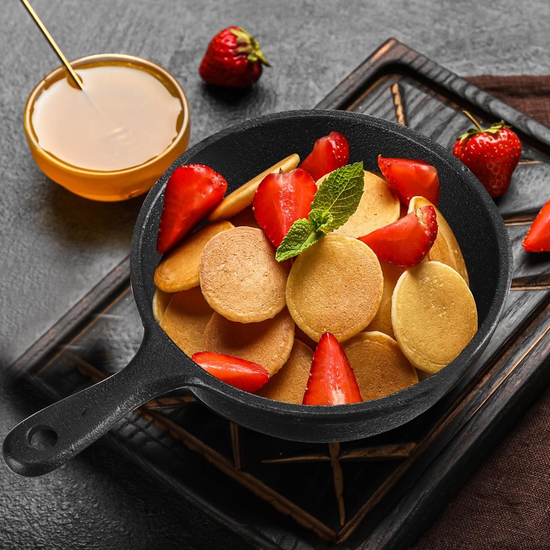 Remerry 5 Sets 4 Inches Cast Iron Skillets Mini Black