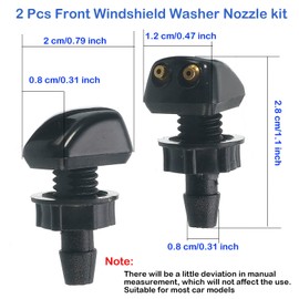 Paifeancodill Front Windshield Washer Nozzle kit, 2 Pcs Car Wiper Washer Nozzle, Universal Windshield Sprinkler Wiper Nozzle, Double Hole Straight Pillar Sprayers Spurter for Truck Automotive Hood