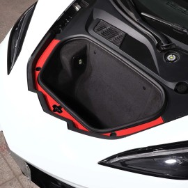 autopart2021 Red Front Trunk Bezel Gloss Stainless Plate Trim For Corvette C8 2020-2025